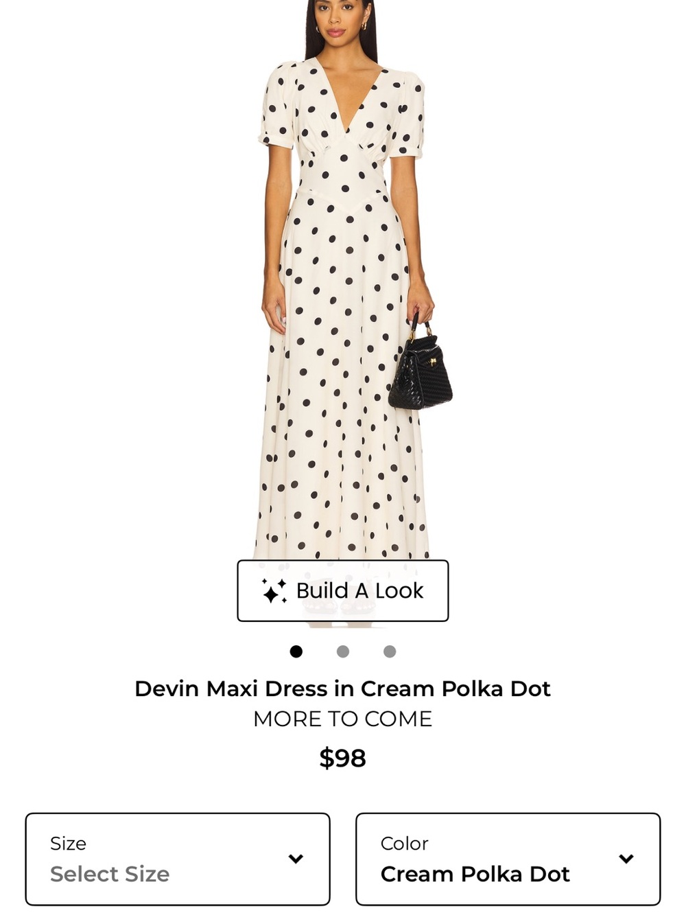 Devin Maxi Dress in Cream Polka Dot